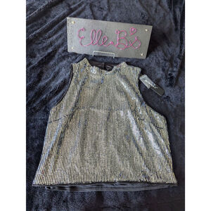 NWT Allegra K Silver Sequin Top L